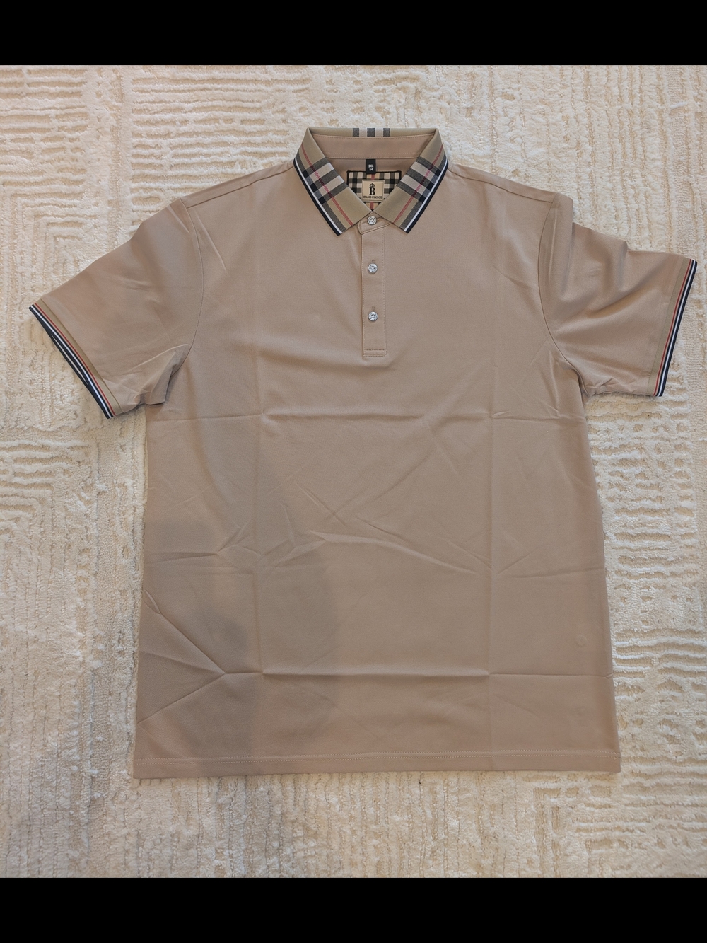 Brand Choice Tan Polo with Signature Check Collar